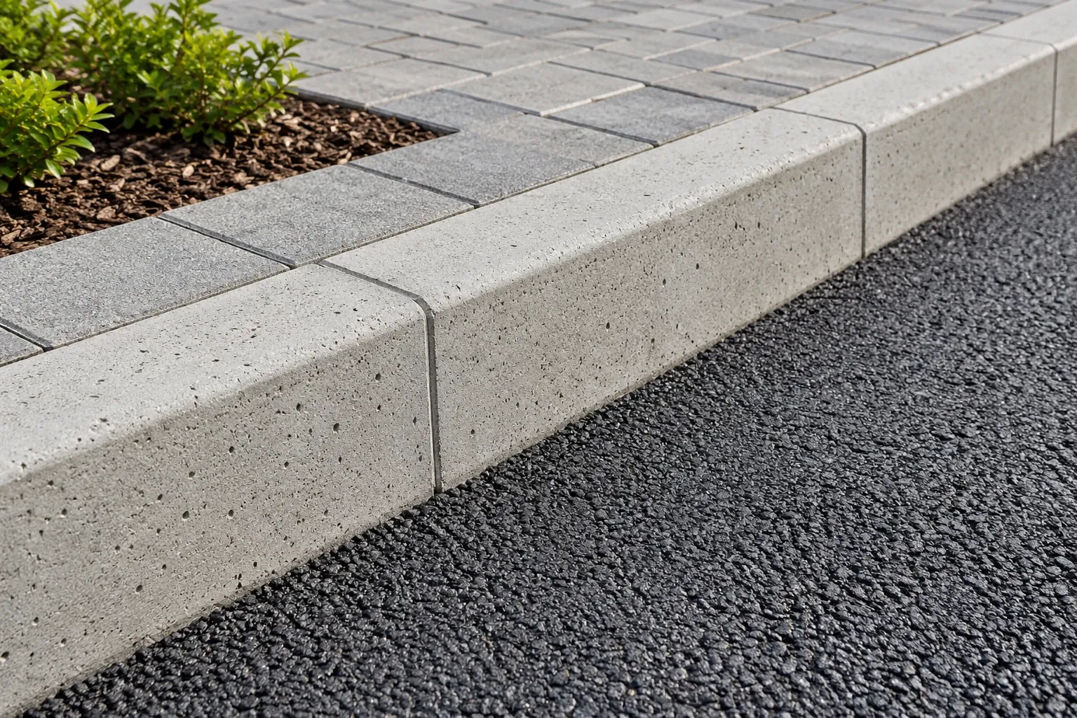 Boyanmamış beton bordür yüzeyi