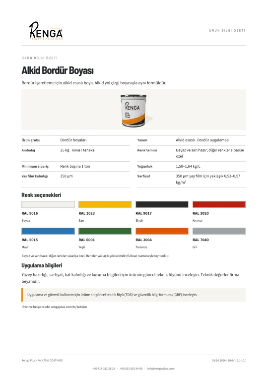 Alkid Bordür Boyası — ürün bilgisi kapağı