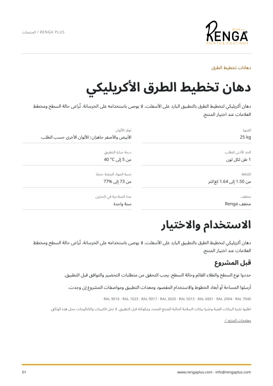 دهان تخطيط الطرق الأكريليكي — معلومات المنتج الغلاف
