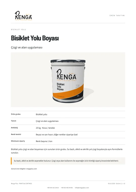 Bisiklet Yolu Boyası — broşür kapağı