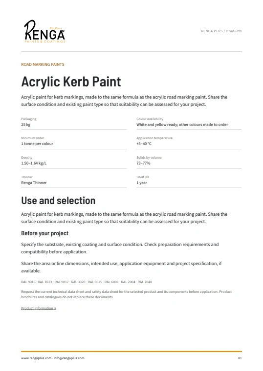 Acrylic Kerb Paint — Product information cover