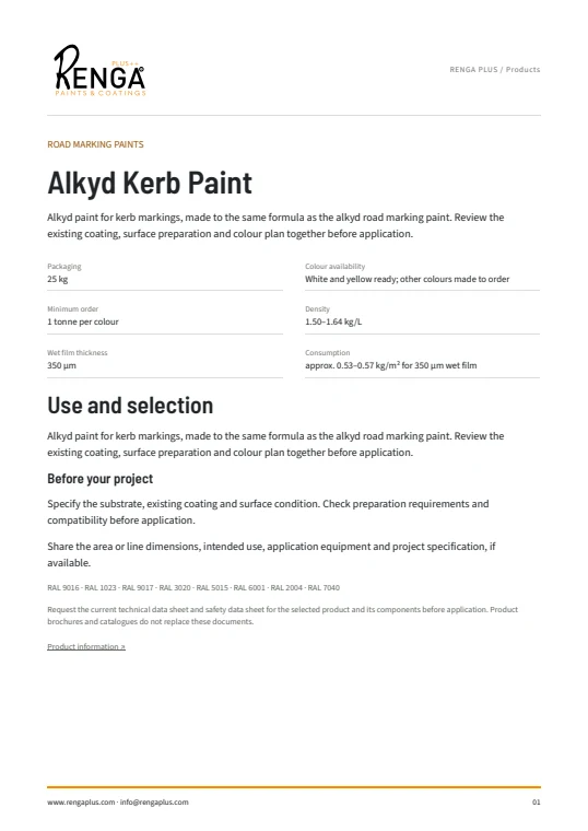 Alkyd Kerb Paint — Product information cover