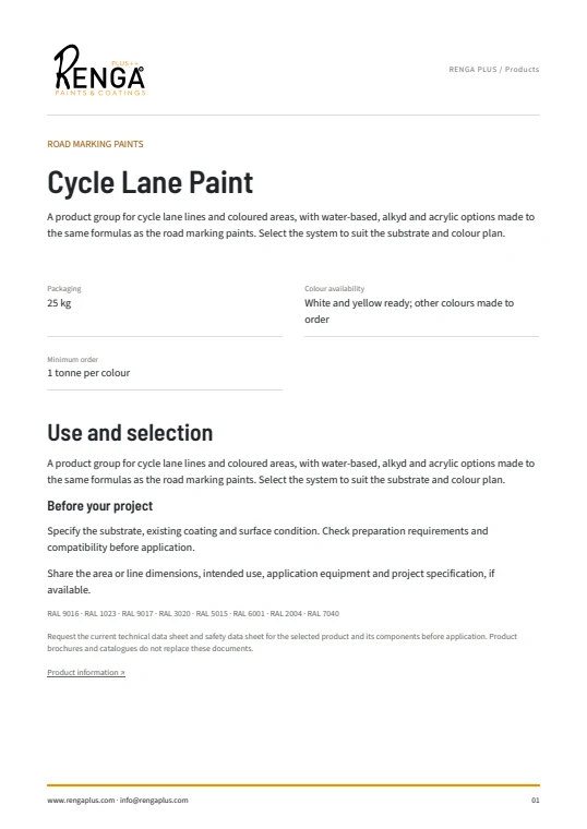 Cycle Lane Paint — Product information cover