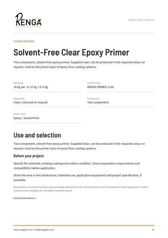 Solvent-Free Clear Epoxy Primer — Product information cover