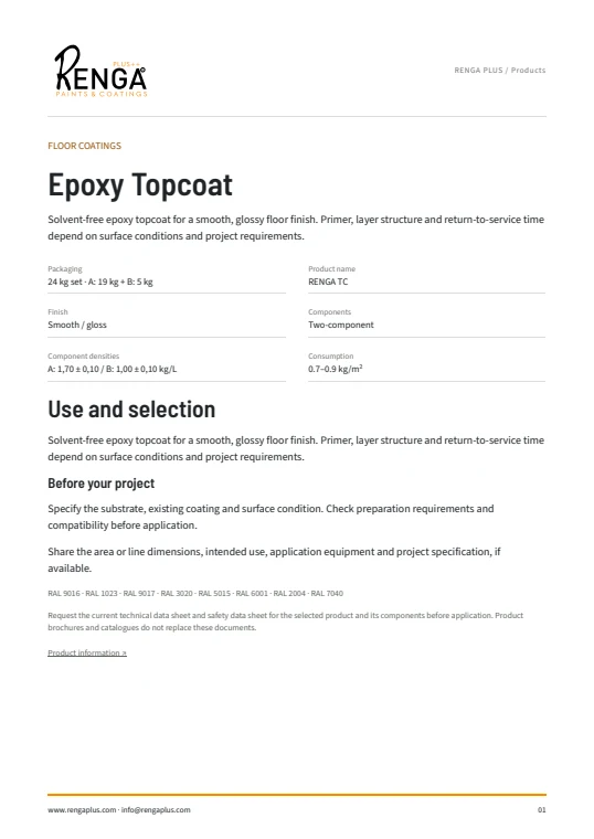 Epoxy Topcoat — Product information cover