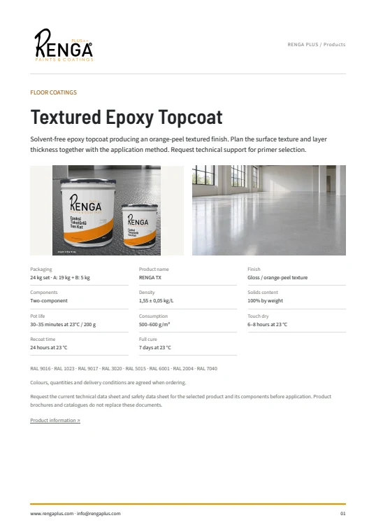 Textured Epoxy Topcoat — Brochure cover