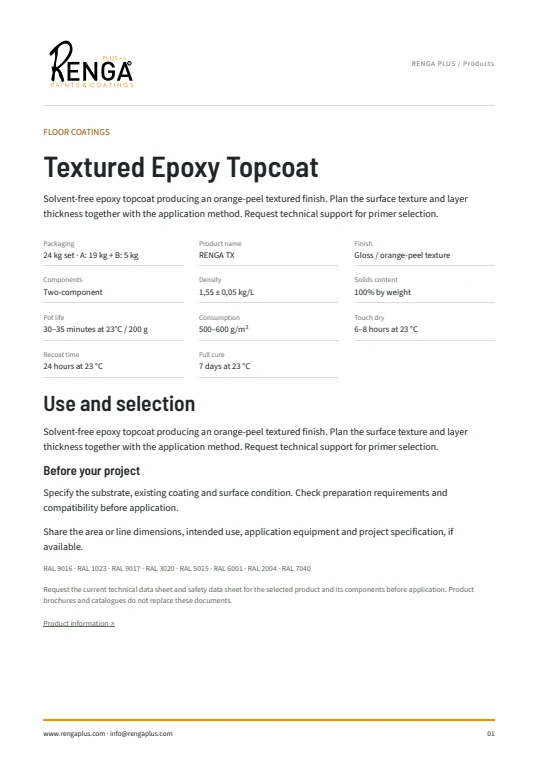 Textured Epoxy Topcoat — Product information cover