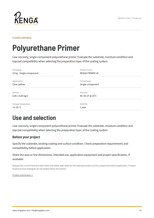 Polyurethane Primer — Product information cover