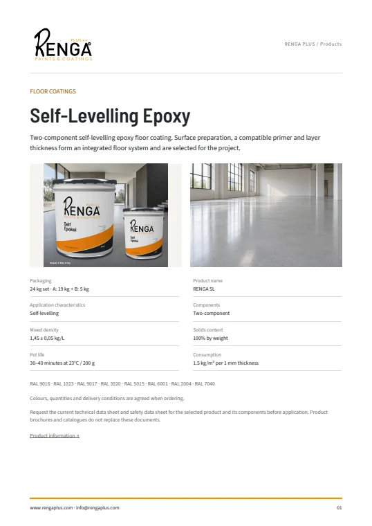 Self-Levelling Epoxy — Brochure cover
