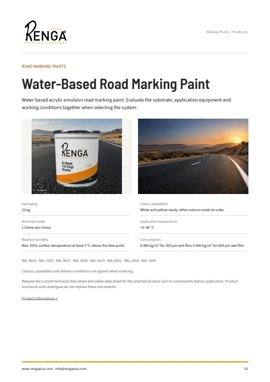 Water-Based Road Marking Paint — Brochure cover