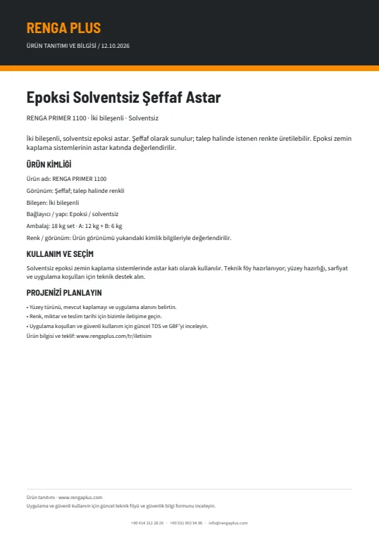 Epoksi Solventsiz Şeffaf Astar — ürün bilgisi kapağı