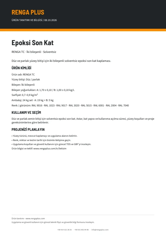 Epoksi Son Kat — ürün bilgisi kapağı