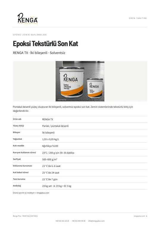 Epoksi Tekstürlü Son Kat — broşür kapağı