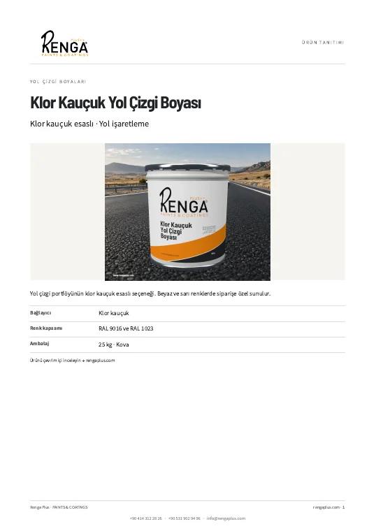 Klor Kauçuk Yol Çizgi Boyası — broşür kapağı