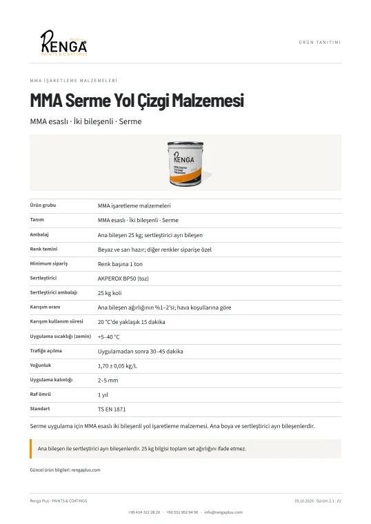 MMA Serme Yol Çizgi Malzemesi — broşür kapağı