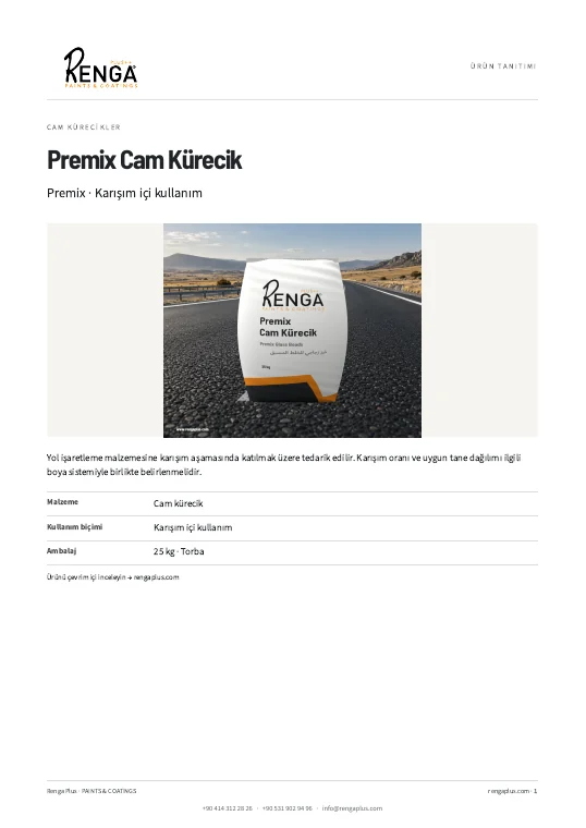 Premix Cam Kürecik — broşür kapağı