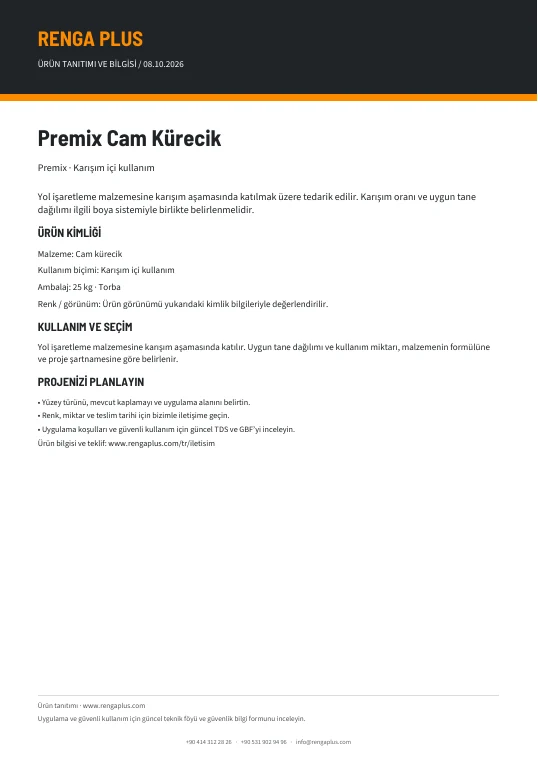 Premix Cam Kürecik — ürün bilgisi kapağı