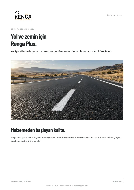 Renga Plus ürün kataloğu kapağı