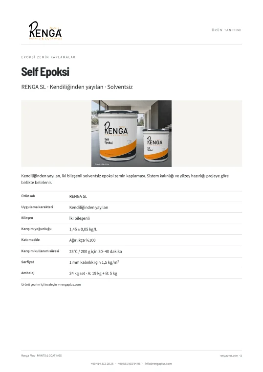 Self Epoksi — broşür kapağı