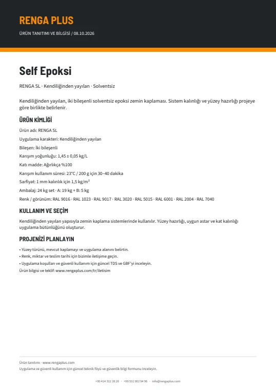 Self Epoksi — ürün bilgisi kapağı